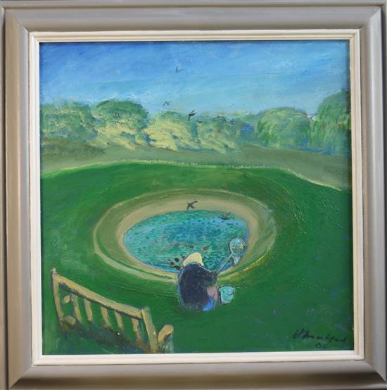 § Harold Mockford (1932-) Fishing the dew pond 19.5 x 20in.